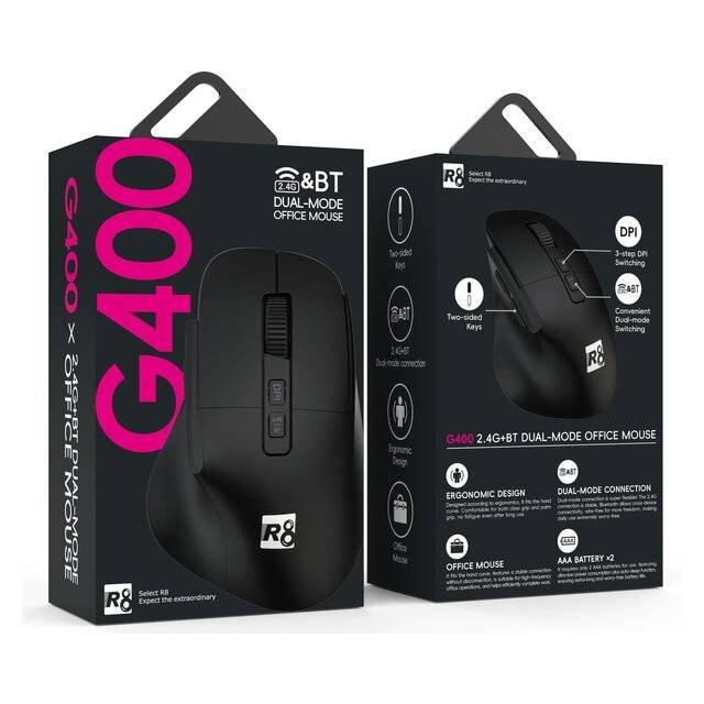 R8 G400 RGB Mouse 2.4G + BT - الصورة 2