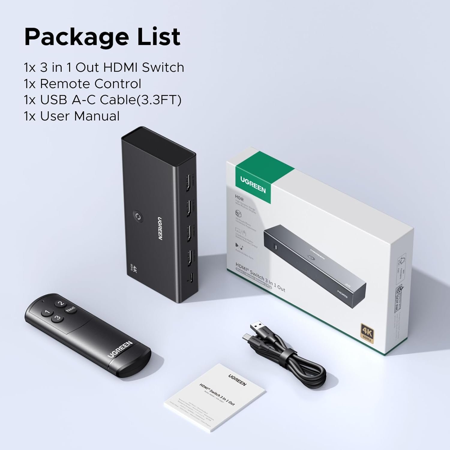 ugreen HDMI switch 3 in 1 out - الصورة 2